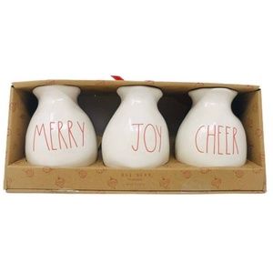 Rae Dunn MERRY JOY CHEER Bud Vase Set